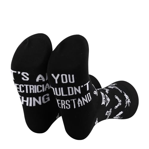 Calcetines de electricista JTOUK con frase divertida en algodón cómodo 6