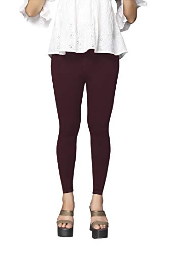 Image of Women's Cotton Skinny Leggings with Ankle Length Solid Pattern Mid Rise and Elastic Closure | Cotton Skinny Leggings for Womens