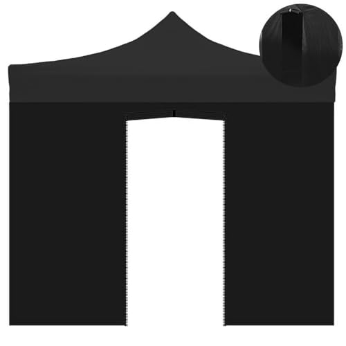 Lona lateral de 3 x 2 m, color negro, impermeable, con puerta enrollable para cenador plegable