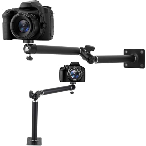 Mippko Articulating Wall Mount Camera Arm with 1/4 inch-20 Threaded Compatible with Digital/Security/Webcam/CCTV POV Camcorder/Video Light/Small Cameras Adjustable Aluminium Alloy Arm