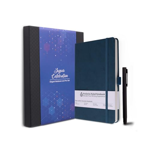 Image of DOODLE Undated Executive Diary Gift Set | A5 160 Pages PU Leather Notebook + Stylish Pen with Stylus | All Packed in a Beautifully packaged in an Elegant Gift Box (Blue)