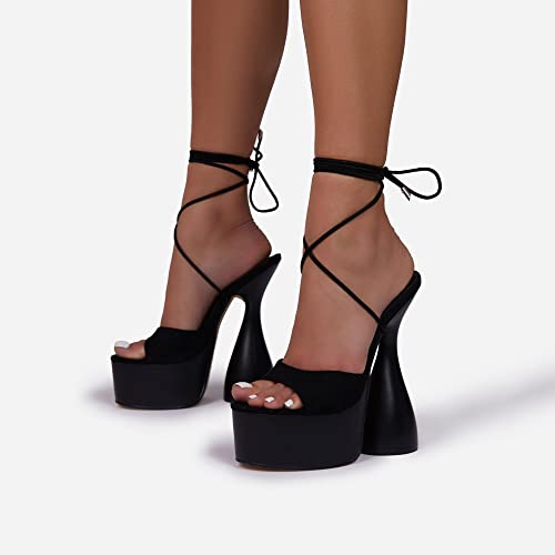 anteikira Women's High Heels Fashion Platform Ankle Straps Special Heel Round Open Toe Stone Pattern Summer Shopping Work Pumps3
