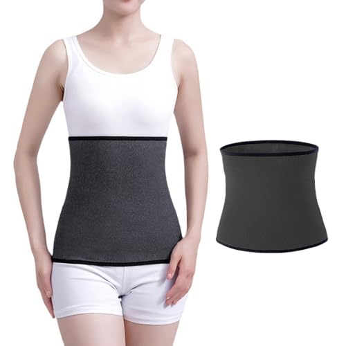 WIRZUL Bandeau lombaire laine, ventre femme, pancer, bandeau chauffant d'hiver doux pour reins et dos, élastique, taille, ventre mal de dos (gris foncé)