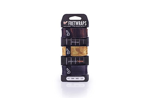 Image of Gruv Gear Fret Wrap & Guitar Mute, Fretwrap for Acoustic, Electric & Bass | String Dampener Recording, Tapping & Practice Accessory (3 Pack, Medium Wood Prints, Fits 5 String Bass, 7 String Guitar)