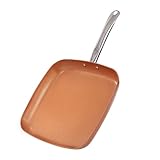 Toutrop Non-Stick Copper Square Frying Pan, 12' Chef Skillet with Ceramic Coating, Oven Dishwasher Safe, PFOA-Free, Home Use for All Stoves
