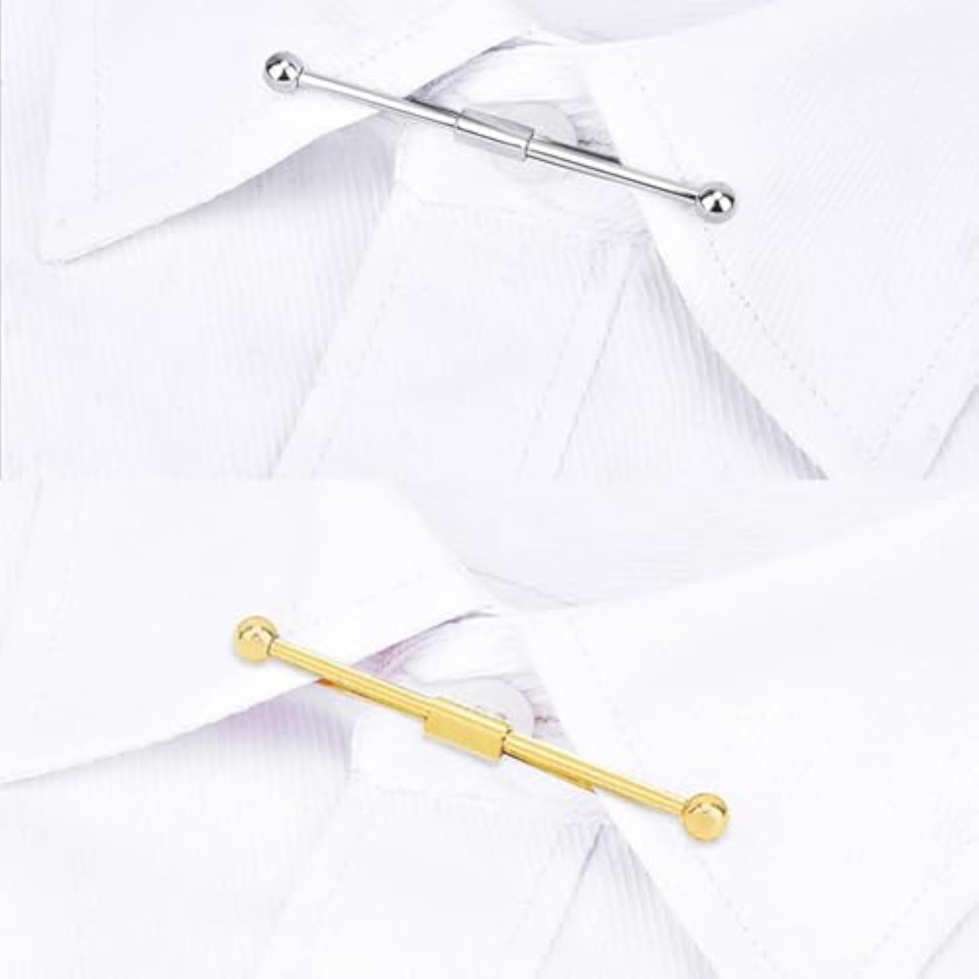 2 Pcs Tie Pin Set, Golden Tie Clip and Collar Pin