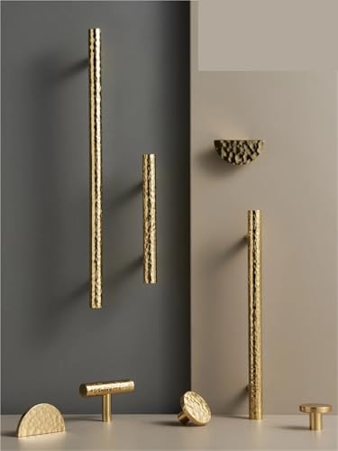 Tirador de gabinete de latón macizo con elegante textura de martillo en T 4