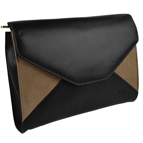 Pochette en cuir bicolore Gigi : sac à main plat et chic femme