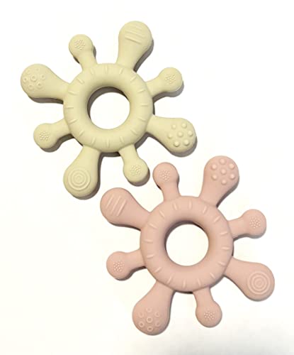 Image of Mostara Star Shape Rudder Baby Teether Ring for 6+ Months. Non-Toxic BPA Free Food Grade Silicone, Baby Tested for Easy Grip and Soothing Teething Pain (Ivory)