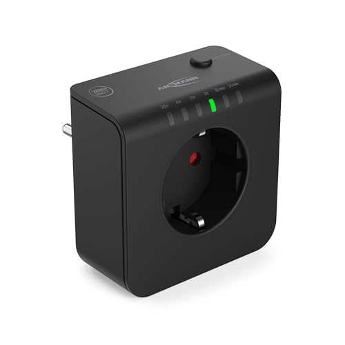 ANSMANN Zeitschaltuhr, Energiespar-Steckdose, kompakte Timer-Steckdose mit Countdown, Weihnachtsdeko, kein Standby Verbrauch, schwarz, 3680 W, für Innenbereich