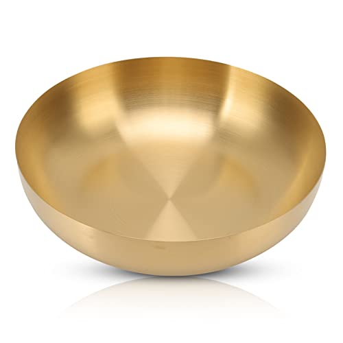 HERCHR Metal Serving Bowl, Stainless Steel Fruit Bowl Salad Serving Bowl for Salad, Fruit, Candy, 24cm/9.4inch