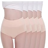 TUUHAW Braguita de Talle Alto Algodón para Mujer Pack de 5 Culotte Bragas de Cintura Alta Cómodo Talla Piel XL