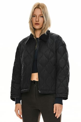 Orolay Women's Black Cropped Lightweight Quilted Puffer Jacket - Cozy & Stylish Fall Essential in Large - Image 7