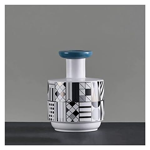 household ornaments Creative Personality Small Mouth Mosaic Geometric Pattern Ornaments Ceramic Vase Ceramic Flower Vase Insert Container Dried Flowers Living Room Table ornaments ceramic living room Cover
