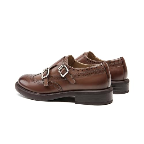 Image of BEAU TODAY Women Monk Strap Loafers Cap Toe Business Causal Loafer Shoes