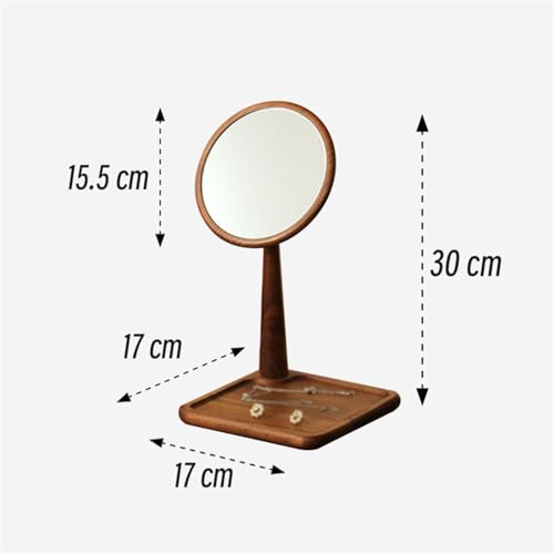 Espejo de pie para vestidor en madera de nogal con bandeja para cosméticos 3