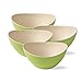 Produktbild BIOZOYG 4 Trendige Bambus Holz Salatschüssel I Snackschalen Dipschalen wiederverwendbar, umweltfreundlich, BPA frei I Müsli Schalen Bambus Set oval 14 x 15,5 cm Natur weiß grün