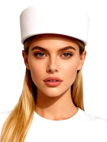 HIMESPORT White Wool Felt Pillbox Hat for Women Ladies