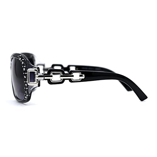 SA106 Womens Luxury Rhinestone Jewel Trim Metal Chain Arm Sunglasses3