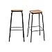 Miliboo Tabourets de Bar empilables Noir et Bois foncé H75 cm (Lot de 2) Memphis