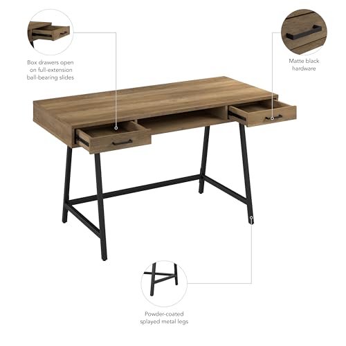 Bush Furniture Steele 54W Writing Desk with Storage in Reclaimed Pine | Large Wooden Computer Table for Home Office Workspace - Thumbnail 6
