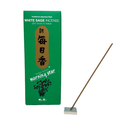 Morning Star - Sage 200 Sticks and Holder by NIPPON KODO, Japanese Quality Incense, Since 1575