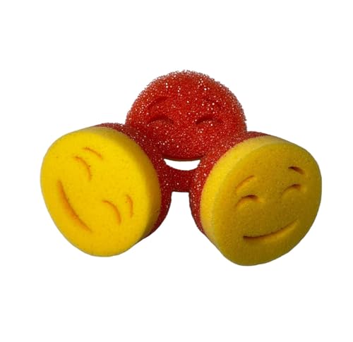 Image of Smilyeez Scrub Moji Duo Scrubbing Sponge (Set of 3) Dual-Sided Scrub Sponges Multipurpose Sponge Scratch-Free Stain and Odor Resistant