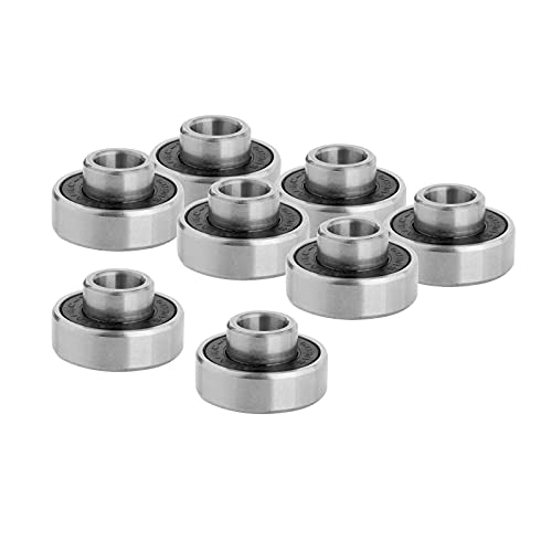 yotijar 8 unidades 608-2RS Longboard Rodamiento de rueda 8 x 22 x 7 Dual apantallado Chrome Skateboard Inline Roller Skate - Negro