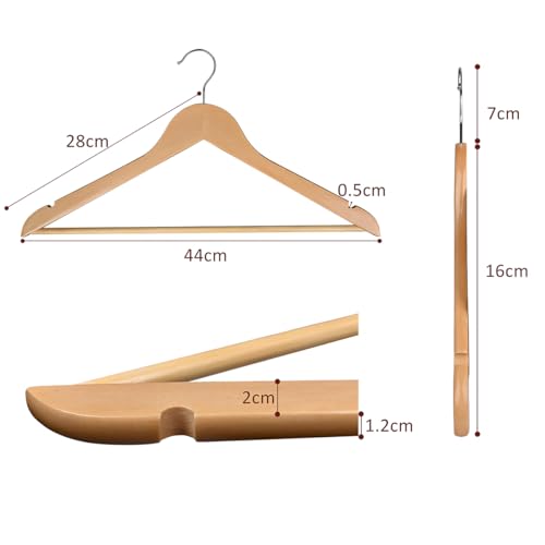 Miniatura 3 de Pack 20 Perchas Para Ropa De Madera Natural Con Muescas Antideslizantes Y Gancho Giratorio Perchas Resistentes Para Camisas, Chaquetas, Trajes Y Abrigos Organizador De Armario Robusto Y Elegante