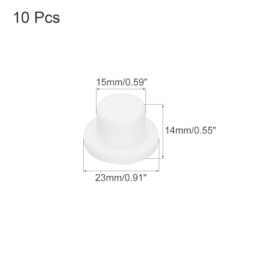 Image of MECCANIXITY High Temp Silicone Plugs, T Shaped, Dia 15mm, White, Pack of 10