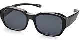 CAXMAN Fit Over Glasses Sunglasses for Women and Men Polarized & 100% UV Protection Rounded Rectangle Frames Black