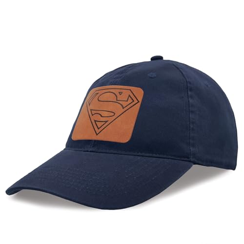 ABG Accessories Superman Hats for Men Baseball Cap Cute Trendy Hat for Women Baseball Caps Lightweight Adjustable Caps for Men Women Teens and Kids Navy with Leather Patch
