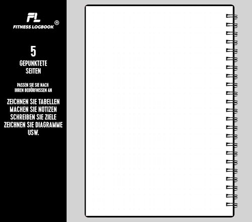 Fitness Logbuch Plastik-Cover Schwarz - undatiertes Workout-Tagebuch – A5-Format, dickes Papier, starke Bindung – stilvolles und minimalistisches Trainingstagebuch