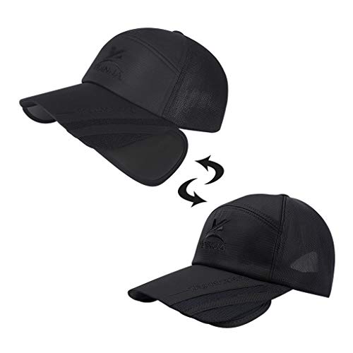 Image of Unisex Baseball Cap with Retractable Extended Brim UV Protection Mesh Sun Hat Summer Safari Fishing Camping Hat