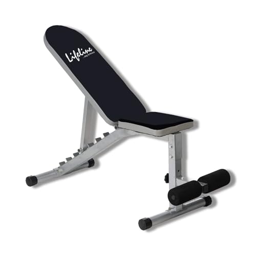 Life Line LB 311 Adjustable Gym Bench for Home | 8-Levels Flat, Incline & Decline Workout Bench with Leg Support | Full Body Strength Training Bench Press for Home Gym | Free Installation Assistance