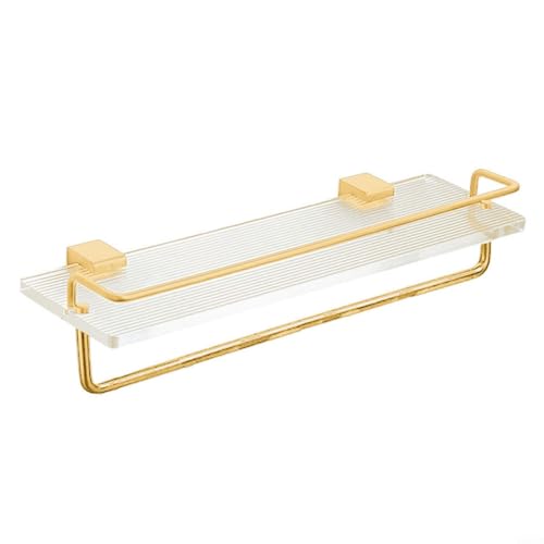 Mensola in acrilico da parete con telaio in alluminio per riporre il bagno, resistente alla ruggine e organizer con vetro temperato, angoli arrotondati di sicurezza