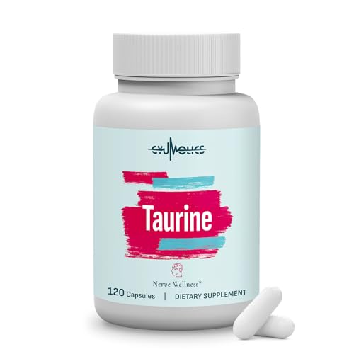 Gyumolics Taurine 2000mg 120 Capsules - High Dose Amino Acid Supplement with L-Theanine, Myo-Inositol, Vitamin B6 & B12 - Vegetarian, Gluten-Free