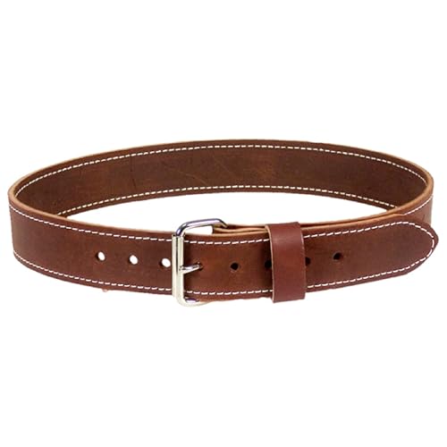 Occidental Leather 2 Leather Work Belt - Large OxyRed - Bridle Leather Heavy-Duty Steel Roller Buckle Edge Stitched - Made in USA