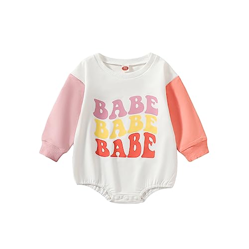 Image of Eadrioss Infant Baby Girl Boy Outfits Babe Crewneck Romper Sweatshirt Top Shirt Fall Winter Clothes Bodysuit Onesie