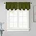 NICETOWN Window Dressing Blackout Curtain - 52 inches by 18 inches Thermal Insulated Scalloped Rod Pocket Valance for Boy Bedroom/Living Room/Kitchen Window, Olive, 1 Panel