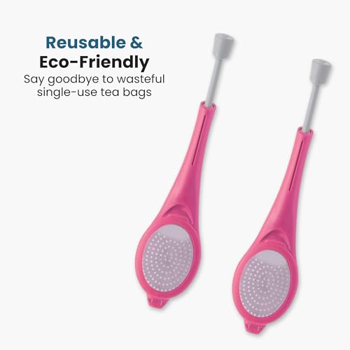 Jokari Loose Leaf Tea Infuser 2 Pack &ndash; Stainless Steel Mesh Reusable Tea Steeper with Easy Grip Handle &ndash; BPA-Free, Dishwasher Safe, for Custom Brewing &ndash; Pink