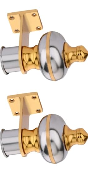 Metal Curtain Holders for Doors & Windows, Heavy Duty Wall Mount Curtain Tie Backs with Screws, Decorative Curtain Pole Finials, Silver & Gold, Pack of 2-picture-11