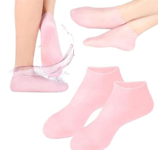 SK Silicon Socks Heel for Crack (1 Pair) Spa Gel Socks for Women and Men, Feet Protector Crack Heel Repair Socks with Moisturizing Natural Oil and Vitamin E Repair Dry Cracked (Multicolor) ORE-P136-image-37