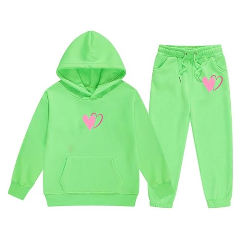 Jogger Sets for Girls Boys 2 Piece Baggy Fit Funny Heart Print Track Suits Soft Solid Color Sweatsuits Set with Pocket Preppy3