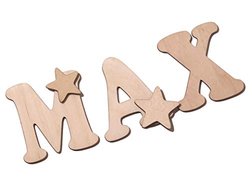 DIY Holzbuchstaben/Buchstabenrohling zum bemalen mit Sternen. Buchstaben von A-Z vorhanden (10 cm)