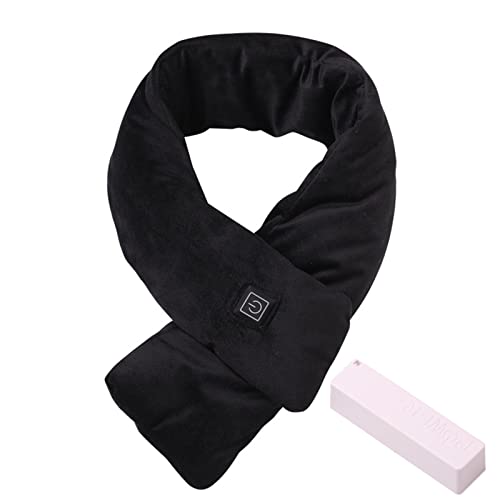 GZWY USB Beheizter Schal Elektrischer Heizschal, Plüsch Winddichter Heizschal mit Powerbank Unisex Beheizter Halswickel mit 3 Heizstufen für Winter Camping Wandern Motorrad (80 * 10cm) (Schwarz) Cover