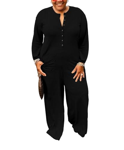 YeGine Plus Size Women Long Sleeve Loose Jumpsuit...