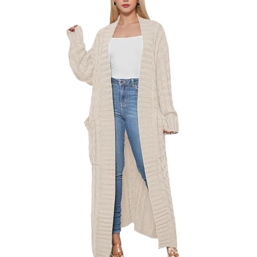 Long Cardigans Sweater Coat Women Cable Knit Maxi Cardigan Open Front Duster Cardigans Jacket Trendy Chunky Knitwear