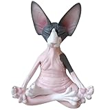 SZJFYMQ Cat Meditate, Figuras coleccionables para Gatos, Meditación Sphynx Cat Estatua Coleccionable Zen Yoga Pose Buda Estatua de Gato para decoración de Oficina en Casa (Negro Rosa)