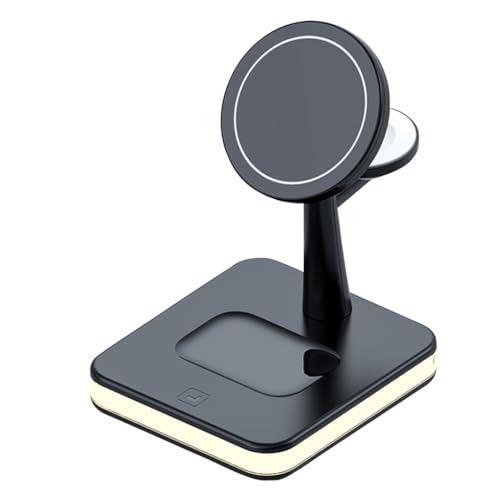Station de charge 3-en-1 noire pour montre intelligente et téléphone